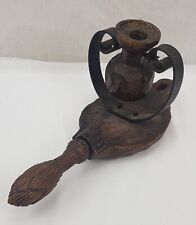 18th Antique Hand Carved Wooden Gimbled Primitive Candle Holder 1750s VERY RARE picture