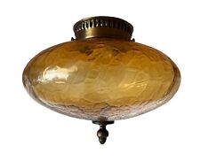 Vintage MCM Amber Crackle Glass Ceiling Light Fixture, mount. hardware picture