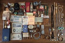  Vintage Junk Drawer Lot Foriegn Currency, Watches, Jewerly, Cuff Links  & More picture