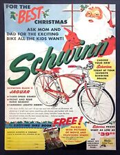 1958 Schwinn Mark II Jaguar Bicycle photo Christmas Santa art vintage print ad picture