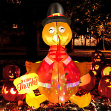 6ft Thanksgiving Inflatable Blow up Turkey w/ Hat & Colorful Rotating Led Lights picture