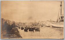 MALTA c1910 RPPC Real Photo Postcard Birdseye View Ships Boats picture