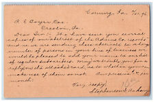 Corning Iowa IA Creston IA Postal Card R.E. Boyer Cas. 1896 Antique Posted picture