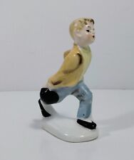 Vintg. 50s Blonde Teen Boy Hand Painted Ceramic Bowling Figure Japan 3.5