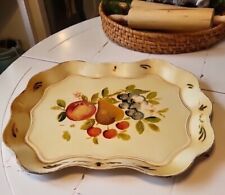 Vintage Large Shabby Chic Handpainted Metal Tray Fruit Rustic 17