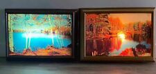Two Mid-Century Helmscene Lighted Wall Art of birch trees and Saranac Lake picture
