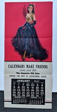 Original 1947 Large Pinup Girl Picture Calendar by Erbit Brunette in Black picture