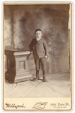 CIRCA 1890'S CABINET CARD Handsome Little Boy Suit Willyerd St. Louis MO picture