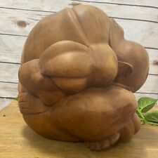 Sacred Weeping Buddha Sculpture Figurine Statue Yogi Solid Wood Asian Meditation picture