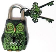 Handmade Owl Shaped Brass Lock Antique Handcrafted Locks Functioning with 2 Keys picture
