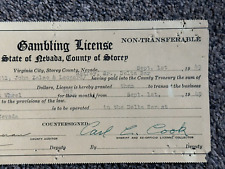 Famous  1949 STOREY COUNTY Gambling License DELTA SALOON Virginia City NEVADA picture