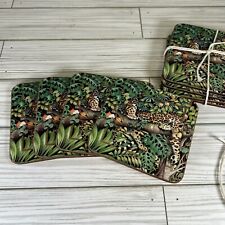 Pimpernel Coaster Set Of 8 Leopard Toucan Jungle Theme Cork Backed England 4” picture