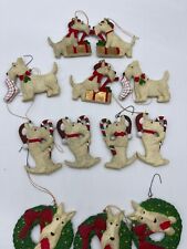 Vintage Composite White Scottish Scottie Terrier Christmas Ornaments x 12 picture