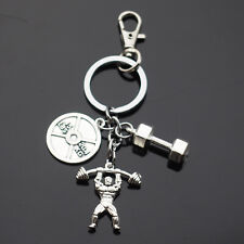 Weight Lifting Muscle Man Workout Dumbbell 45lbs 20.4 KG Keychain Key Chain Clip picture