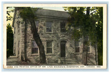 c1920s Home and Printing Office of WM Lyon Mackenzie Queenston Canada Postcard picture