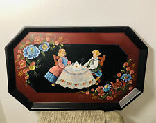 Restored antique￼ Hand Painted  ￼Serving tray 16 x 10 stunning Signed Artwork ￼ picture