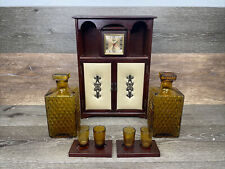 VTG cabinet mini bar wooden box full with 4 glasses shot and 2 Decanter picture