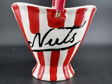 Vintage Davar Nuts Red White Striped Dish Mid Century Modern Japan picture