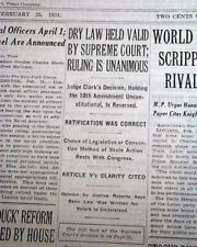 PROHIBITION RULED VALID No Beer & Liquor - Dry Law to Continue 1931 Newspaper picture