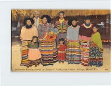 Postcard Seminole Family Group at Tropical Hobbyland Indian Village, Miami, FL picture