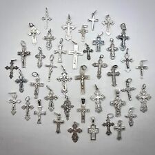 Lof of 41 Sterling Silver 925 Christian ReligionJewelry Crosses NOT Scrap 100gr picture
