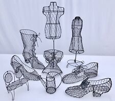 French collectible Collection Chicken Wire Art, 4 shoes, 3 dresses, armchair... picture