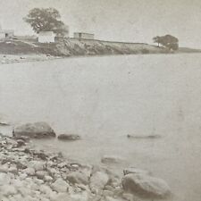 Antique 1862 Fowlers Hotel Grape Island Ipswich MA Stereoview Photo Card V2118 picture