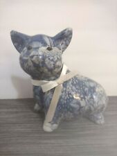 Beautiful Blue Paisley-Patchwork Flower Pattern Decoupage Sitting Pig Figurine picture