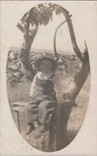 Kid Sitting next to a Tree Dallas Oregon 1911 RPO PM RPPC Photo Postcard picture