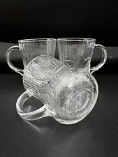 Set of 3 Canterbury Crocus Etched Flower Leaf Glcoloc France Glass Mugs picture