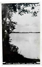 Sunset Round Lake. Dundee Wisconsin. Real Photo Vintage Postcard 1947. RPPC picture