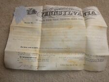 Original 1853 Signed Pennsylvania Governor Signed Land Grant Certificate Deed picture