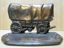 Antique Western Covered WAGON W H HOWELL Co Cast Iron Decorative Art Bookend picture