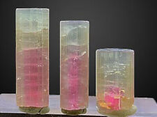 Bi-Color Watermelon Tourmaline Crystal Trio - Pink Green 3 Pcs Terminated Set