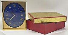 Vintage Imhof Swiss Made Turler Mantel Clock Brass Cobalt Blue Original Box picture