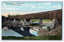 c1930's Old Covered Bridge At Montague City Near Greenfield MA Vintage Postcard picture
