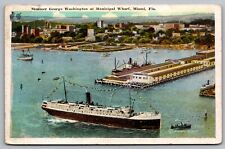 Steamer George Washington Municipal Wharf Miami Florida Birds Eye View Postcard picture