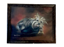 Brussels Griffon Dog oil painting vintage Artist Keith Adams  22 1/2”  framed picture