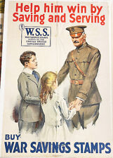 HELP HIM WIN BY SAVING AND SERVING '18 GEN' PERSHING ORIGINAL U.S. WW1 POSTER picture