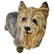 Antique Fabulous Ceramic Yorkshire Terrier Dog Gray Figurine Statue 16.5