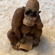 Vintage Resin Girotti Carved SculptureArt Gorilla Reading Glasses Financial Post picture