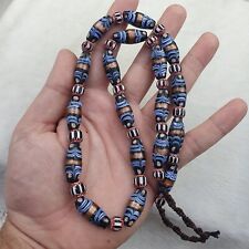 AA vintage Millefiori Fancy FEATHER & chevron glass beads 25×10 MM | LONG STRAND picture