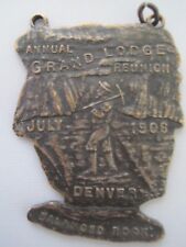1906 Grand Lodge Reunion Medal Denver Balanced Rock Masonic Antique picture