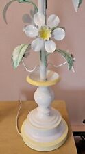 Vintage 1956 TOLE Metal & Wood Daisy Flowers Leaves Table Lamp Garden picture
