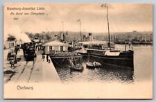 CHERBOURG FRANCE Hamburg-Amerika Linie America Line On Board Steamer RR Postcard picture