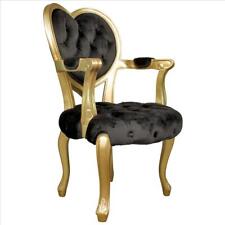 Solid Hardwood Victorian Era Sweetheart Back Plush Ebony Velvet Chair picture