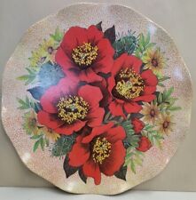 Vintage Tamco Hollywood Melmac Frilled Edge Poinsettia Plate c1955-60s 27cm Wide picture