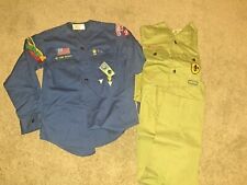 Vintage Cub Scout Blue Uniform Shirt With Patches + More Lot picture