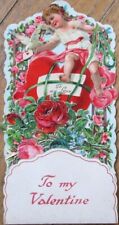 Valentine Mechanical 1922 Greeting Card, Embossed Die Cut Cupid, Four Levels picture