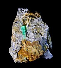 WOW BEAUTIFUL Vivid Green EMERALD & CALCITE Specimen (Tucson AZ Mineral Show) picture